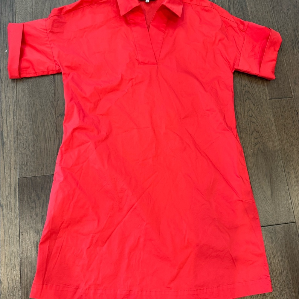 Ming Wang Women's Red A Line Shirt Dress Derp Coral